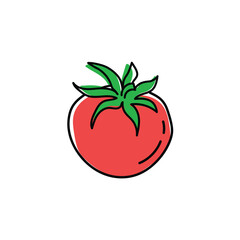 Sketches of tomatoes with red and green color spots