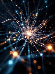 3d illustration of abstract technology background with glowing particles. Network concept. Abstract glowing network