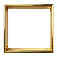 modern golden picture frame with copy space on transparent background