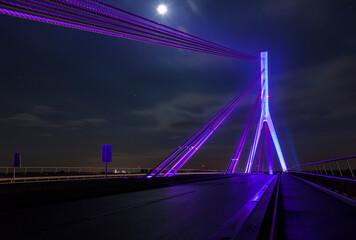 Obraz premium New Rhine bridge at Wesel, night shot