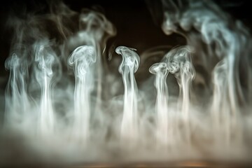Abstract smoke photography, ethereal white wisps against a dark background, a delicate and dreamlike composition.