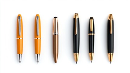 Elegant luxury pens for professionals isolated on white background in a sleek case. Generative AI