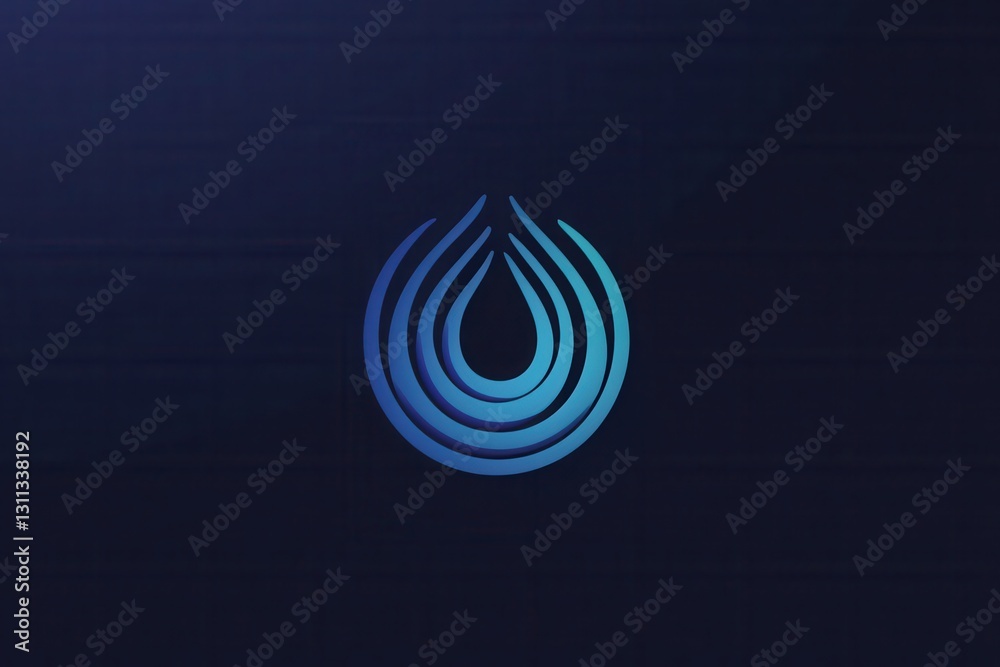 Poster minimalist water drop logo in cool blue tones with clear reflection showcasing clean branding style