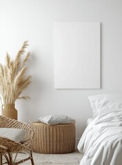 Minimalist Bedroom with Blank Canvas