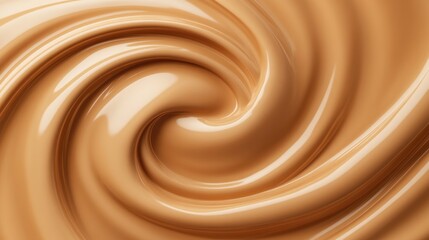 Swirling creamy texture in warm tones creates sense of indulgenc
