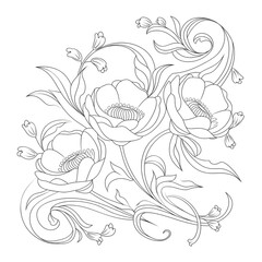hand drawn vector illustration of a flower coloring page 