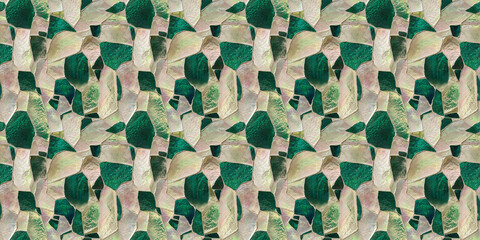 Fototapeta premium iridescent vivid green and soft iridescent pearl random pattern mosaic tiles