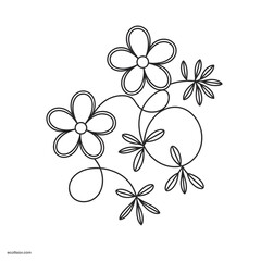  flower line art coloring page 