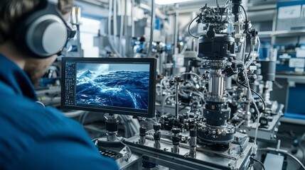 Fototapeta premium High-tech ocean current measurement device research lab technology showcase industrial setting close-up view innovation