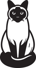 Siamese cat vector in black and white