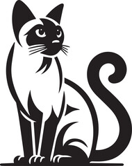 Siamese cat vector in black and white