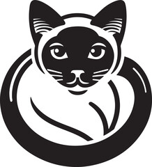 Siamese cat vector in black and white