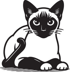 Siamese cat vector in black and white