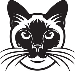 Siamese cat vector in black and white