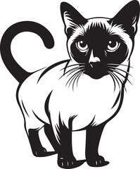 Siamese cat vector in black and white