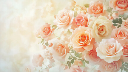 Romantic Floral Composition with Cascading Watercolor Accents