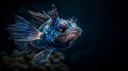 Fototapeta premium Bioluminescent deep-sea fish in stunning closeup ocean depths wildlife photography underwater macro view