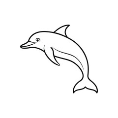 A cute dolphin line art vector illustration
