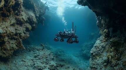 Exploring ocean depths futuristic mini robot's high-tech adventure in subaquatic environments