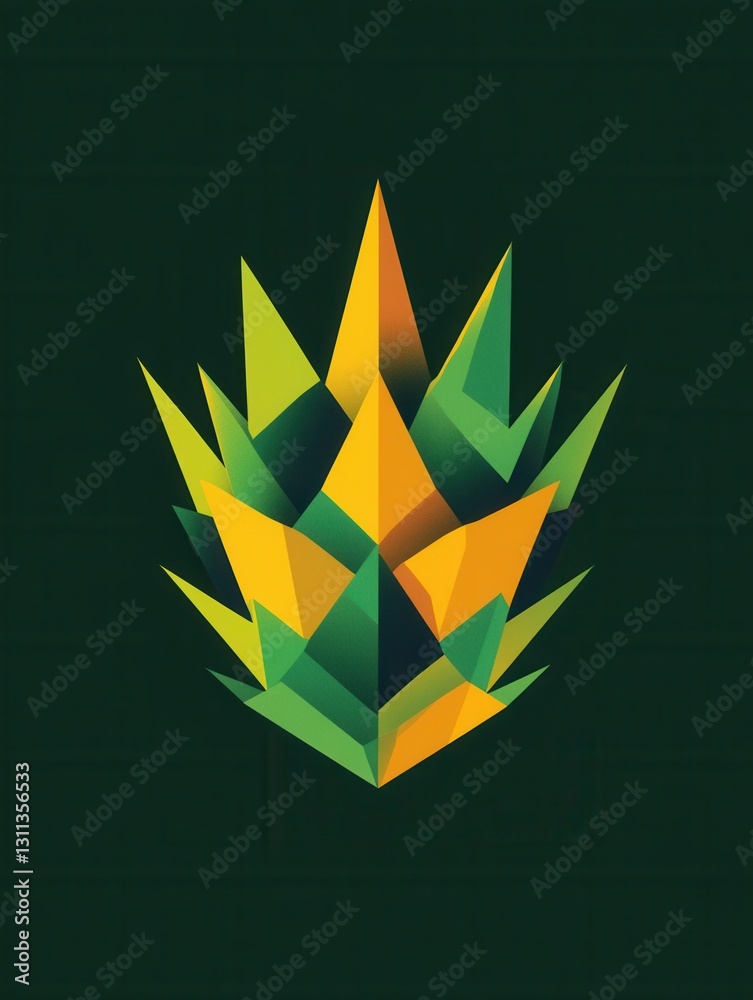 Aufkleber pineapple logo design showcasing minimalist geometric abstraction with vibrant tropical colors in an
