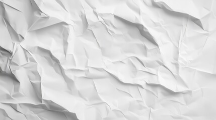 Fototapeta premium White crumpled paper texture background. Its uneven folds and surface show a rough texture. AI generated