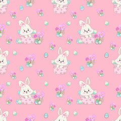 Easter Day Fabric PatternSeamless  on purple  tone
