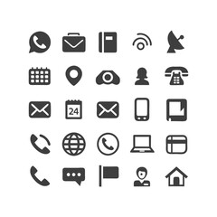 Communication & Technology Icon Set - 25 Black and White Symbols