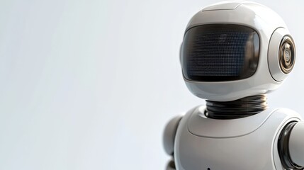 Advanced AI Language Models Shaping the Future of Neural Networks, Robot figurine with a digital display and a sleek, minimalist design on a plain background.