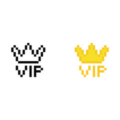 vip  icon 8 bit, pixel art privilage 8 bit icon for game  logo. 