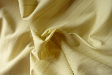 Jammed light olive green striped cotton and polyester fabric