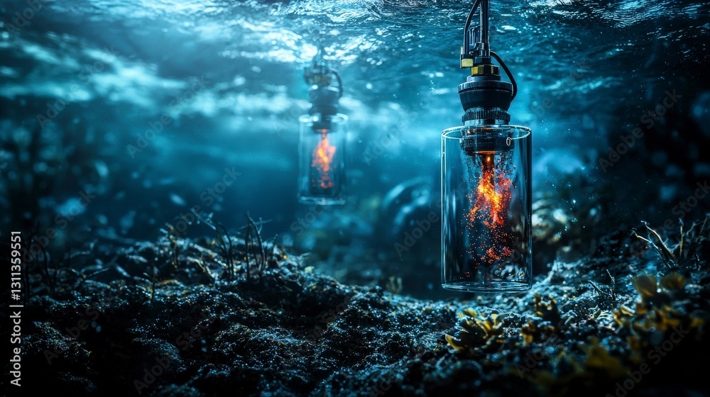Poster tsunami detection technology underwater sensors monitoring ocean floor movements for disaster prepar
