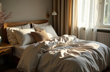Creative teenager's room with cozy bedding and natural light