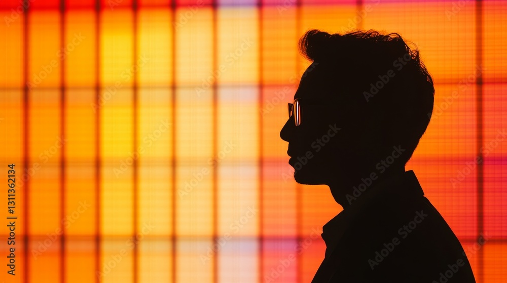 Canvas Prints a man is standing in front of a colorful background