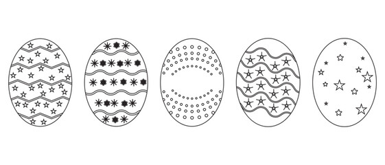 Set of easter eggs icon collection. Easter day festival on different eggs design color icons. Vector illustration.