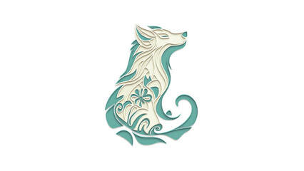 Obraz premium Serene Wolf Ornate Papercut Design