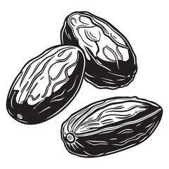 Fototapeta premium Dates Fruit Silhouette Style Set icon Vector