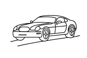  Car outlined against a clean line art flat vector illustration