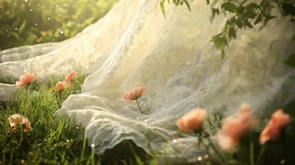 Romantic Garden Atmosphere with Delicate Thin Lace Fabric