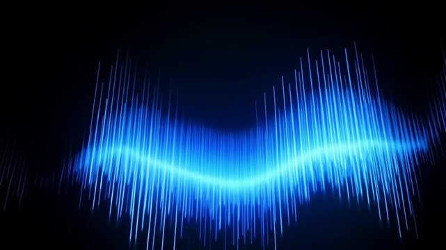 Abstract Blue Sound Wave on Black Background slow motion