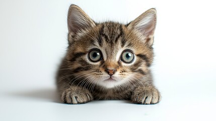 Obraz premium Cute kitten isolated on white background displaying its adorable features and playful nature for all animal lovers