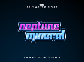 modern tech futuristic blue purple neptune mineral 3d game logo text effect