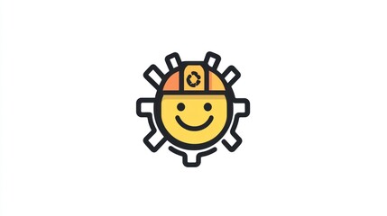 Obraz premium Happy sun gear, technical assistance, cheerful technology, positive support
