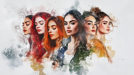 Five women, each with distinct looks and hairstyles
