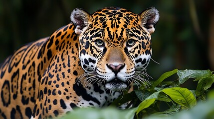 Obraz premium Jaguar Stalking Rainforest Jungle