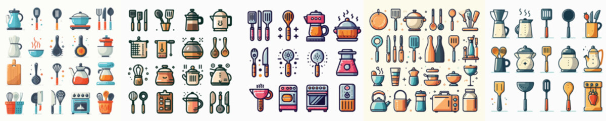 vector set of kitchen utensils.