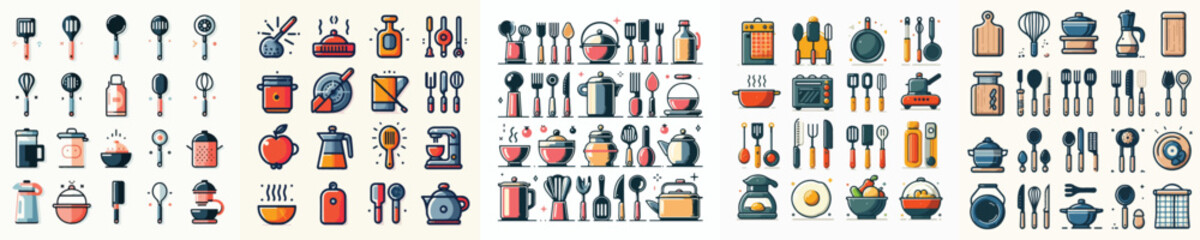 vector set of kitchen utensils.