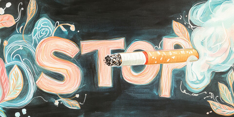 Creative AntiSmoking Artwork Highlighting Cigarette Dangers and Encouraging Cessation