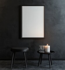 Modern Black Interior with Framed Art