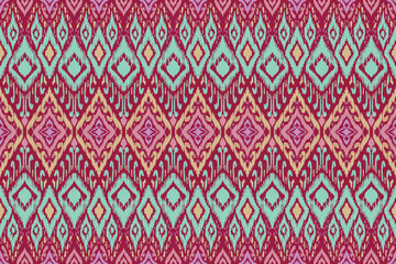 Ikat pattern, Ethnic ikat seamless pattern, African style, Abstract vector, Chevron embroidery, colorful textile, Navajo aboriginal pattern, Aztec and tribal motifs, Vector hand drawn style.