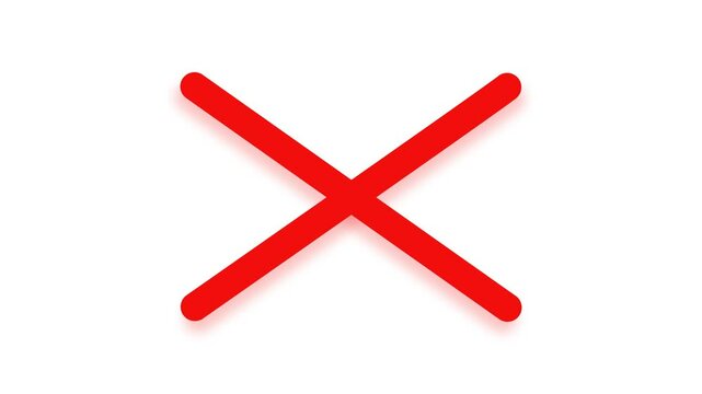 red cross mark animation.Wrong marker, Neon glowing cross mark, x symbol.no icon animation Wrong symbol animation. green cross sign on the alpha channel 